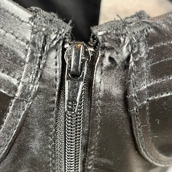 Black Faux Leather Bustier Large Coquette Goth Sexy - Picture 6 of 16